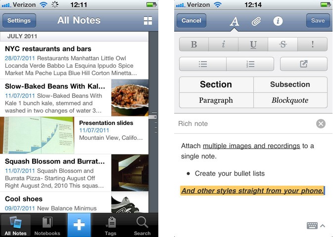 Evernote for iPhone