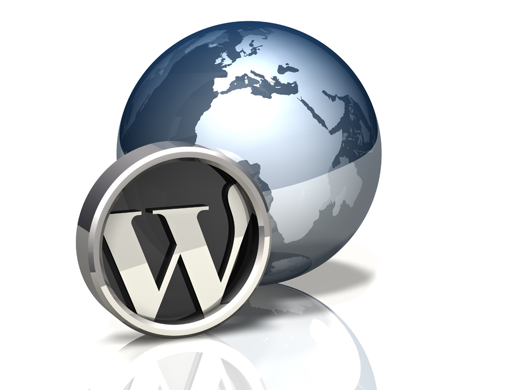 3d WordPress logo next to a globe