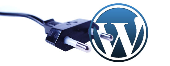 wordpress logo with a plug next to it